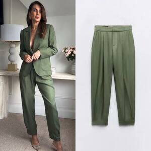 Zara Olive Straight Leg Trousers